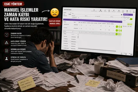 e-fatura entegrasyonu öncesi manuel süreç