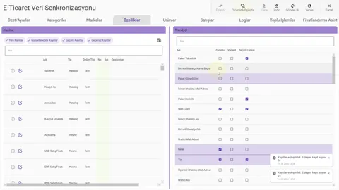 ürün senkronizasyonu