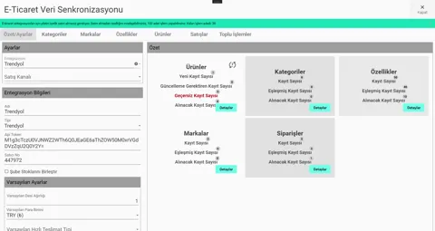 e-ticaret api ayarları