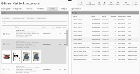 ürün senkronizasyonu